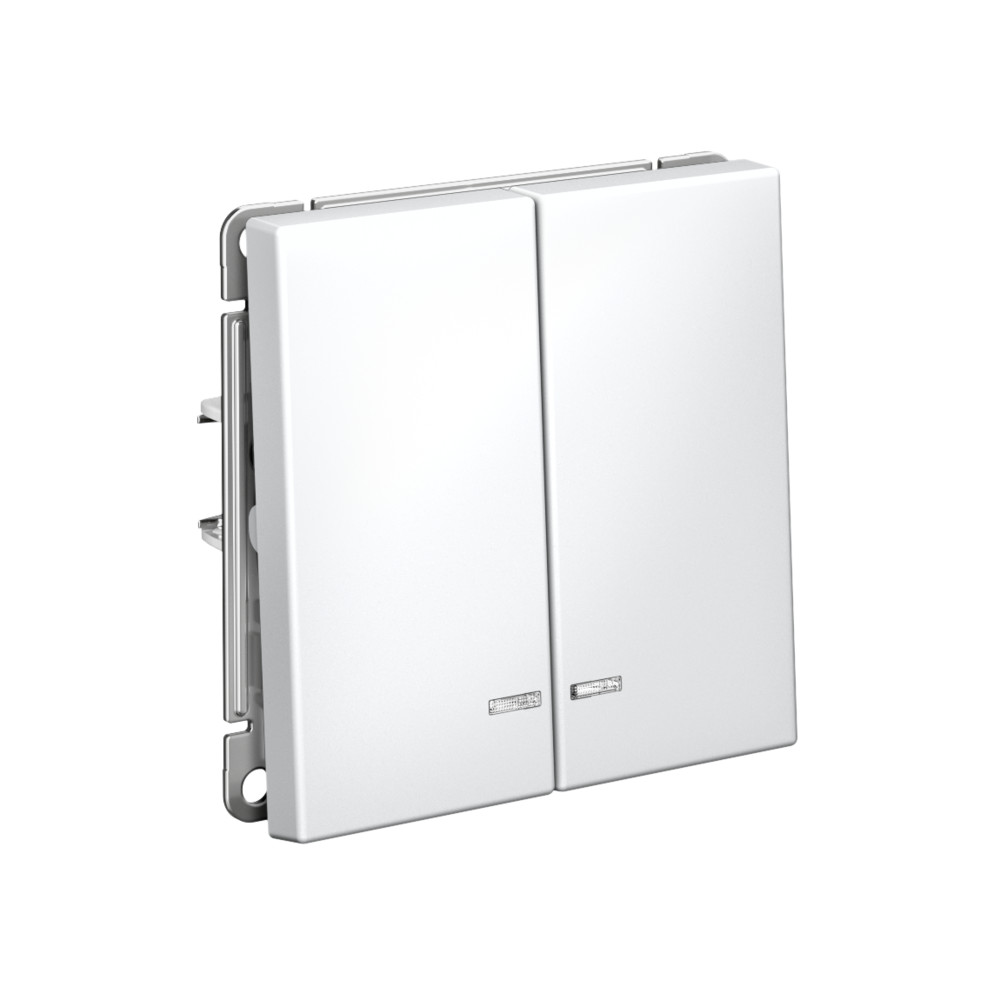 ARTGALLERY 2-клавишный ВЫКЛЮЧАТЕЛЬ с подсветкой, сх.5а, 10АХ, механизм, БЕЛЫЙ