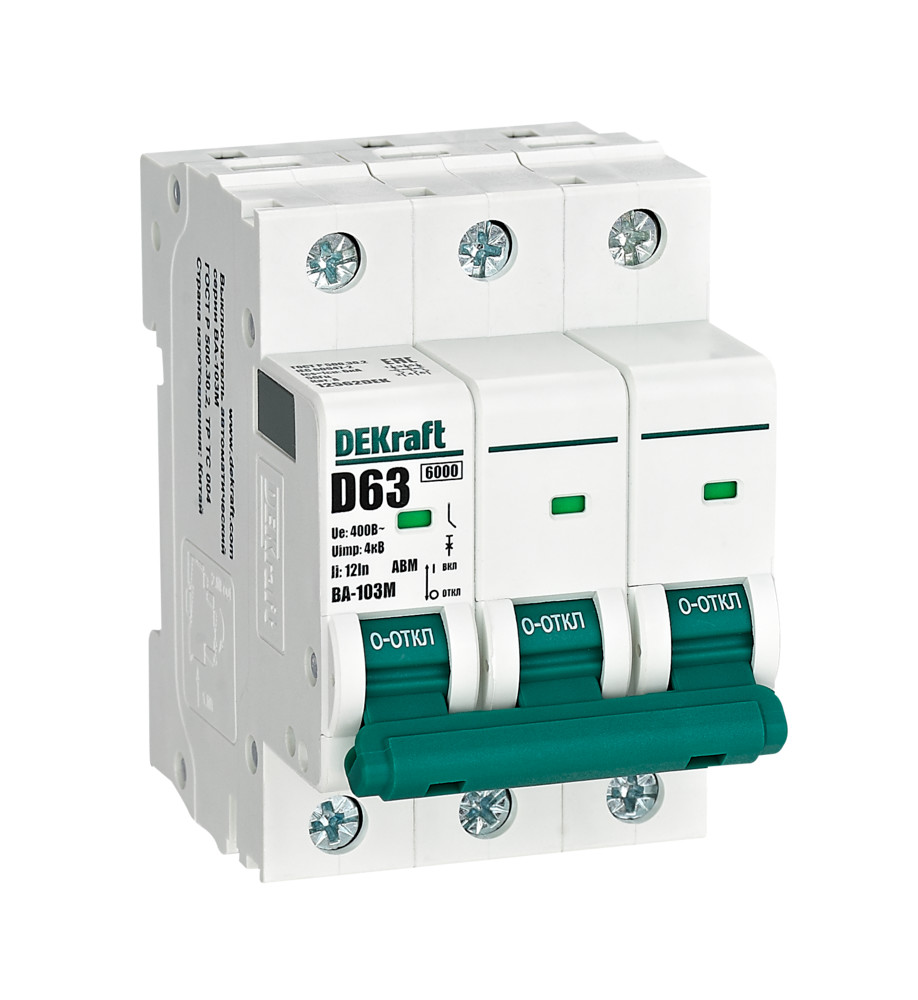 Автоматический выключатель ВА-103М 3P 63А D 6кА без теплозащиты