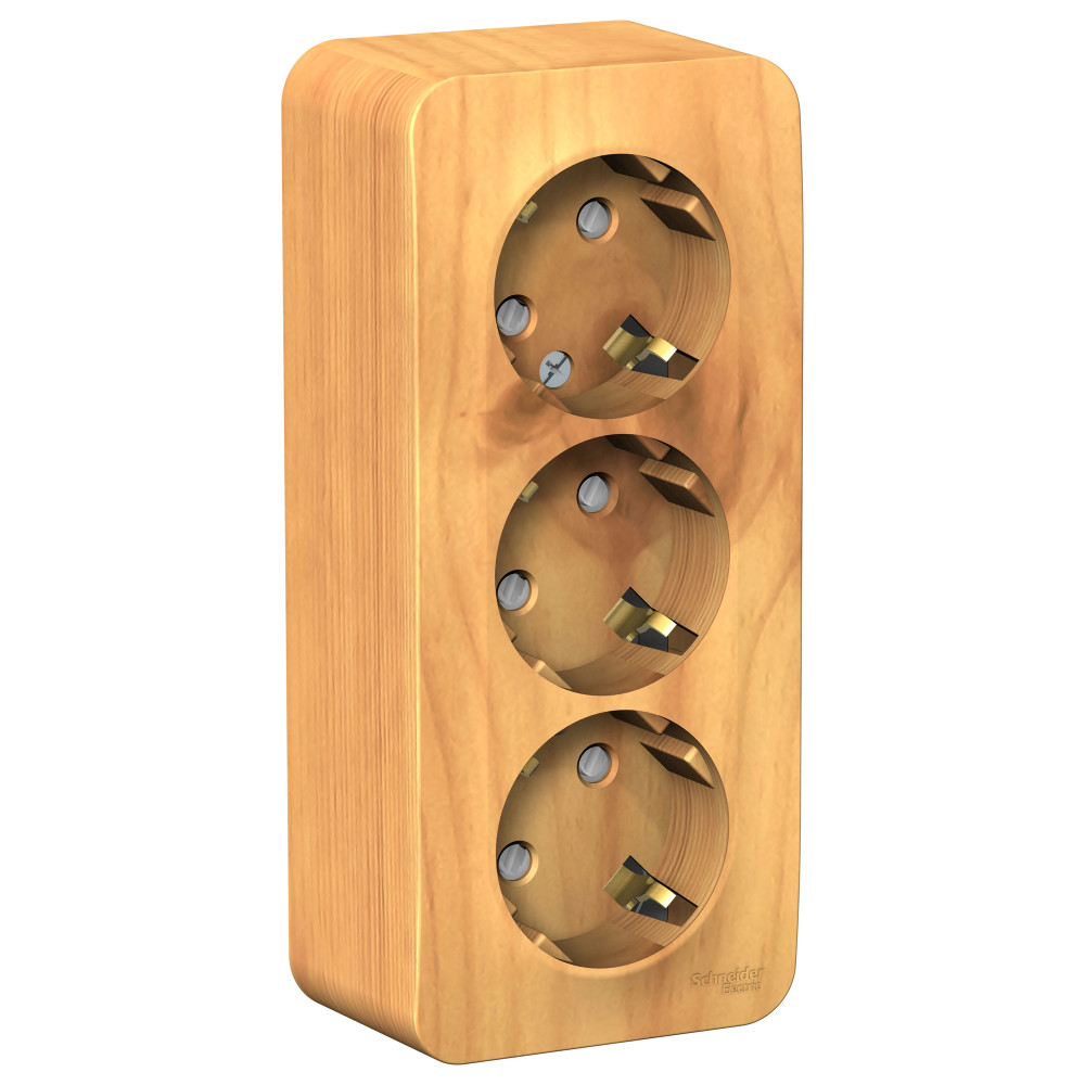 BLANCA О/У РОЗЕТКА 3-я с заземлением со шторками, ИЗОЛ.ПЛ., 16А, 250В, ЯСЕНЬ