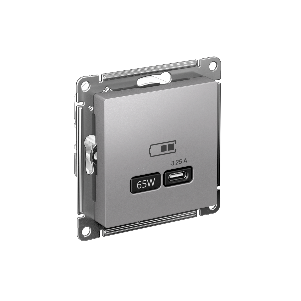 ATLASDESIGN USB РОЗЕТКА тип-С 65Вт высокоскор.заряд. QC, PD, механизм, АЛЮМИНИЙ