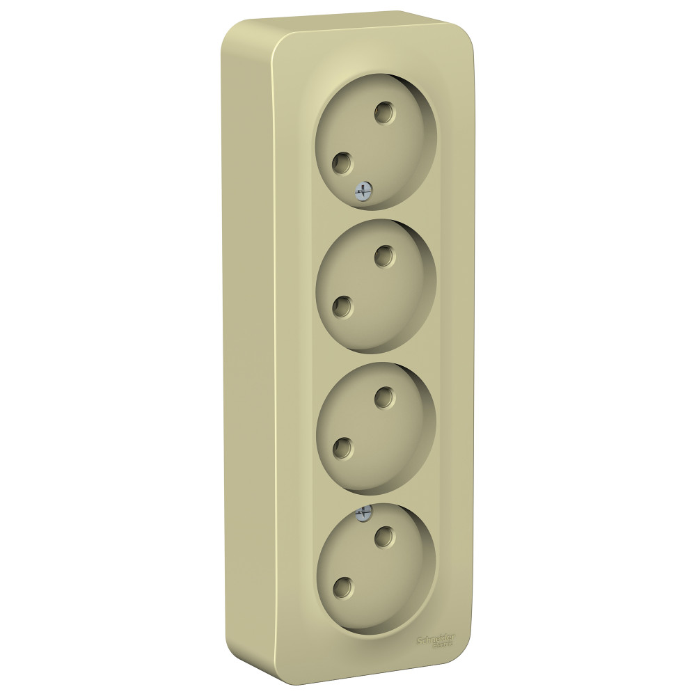 BLANCA О/У РОЗЕТКА 4-ая без заземления без шторок, ИЗОЛ.ПЛ., 16А, 250В, БЕЖЕВЫЙ