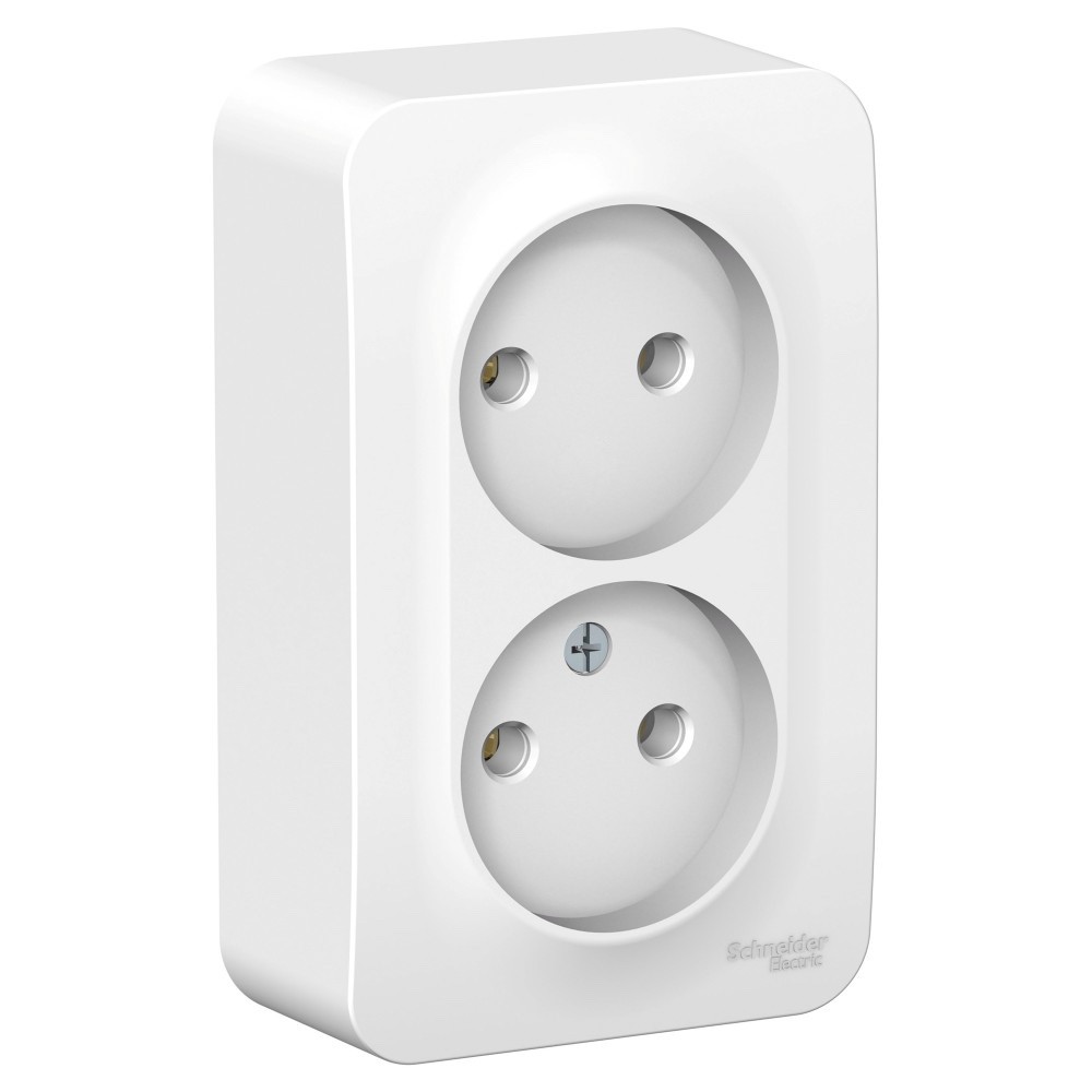 BLANCA О/У РОЗЕТКА двойная без заземления без шторок, ИЗОЛ.ПЛ., 16А, 250В, БЕЛЫЙ