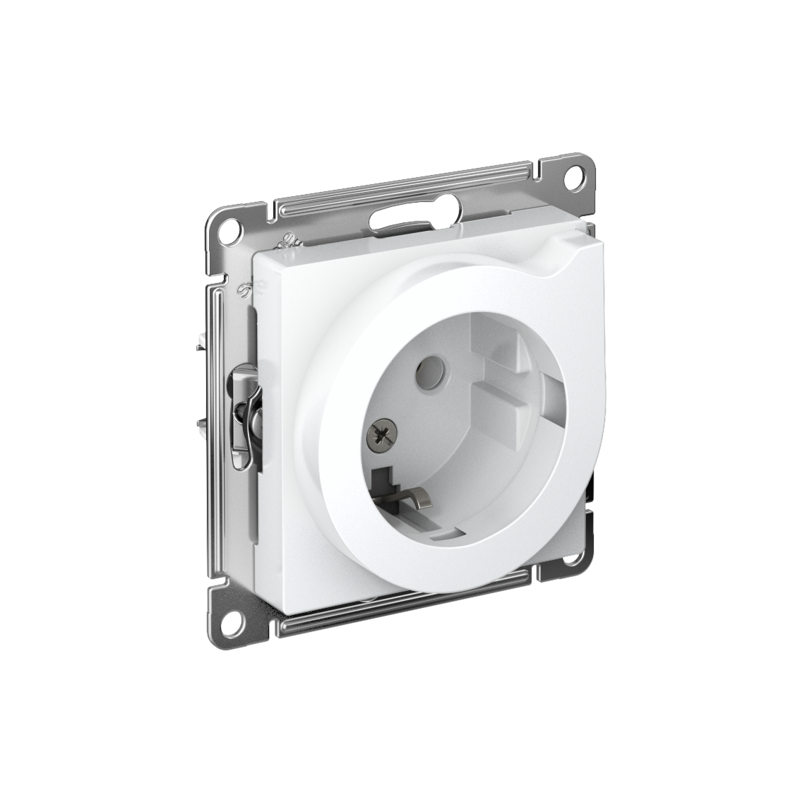ATLASDESIGN РОЗЕТКА с заземлением со шторками с выталкивателем, 16А, механизм, БЕЛЫЙ