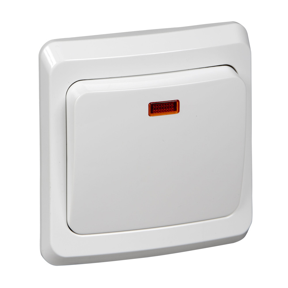 ЭТЮД С/У 1-клавишный ВЫКЛЮЧАТЕЛЬ с подсветкой 10 АХ, БЕЛЫЙ