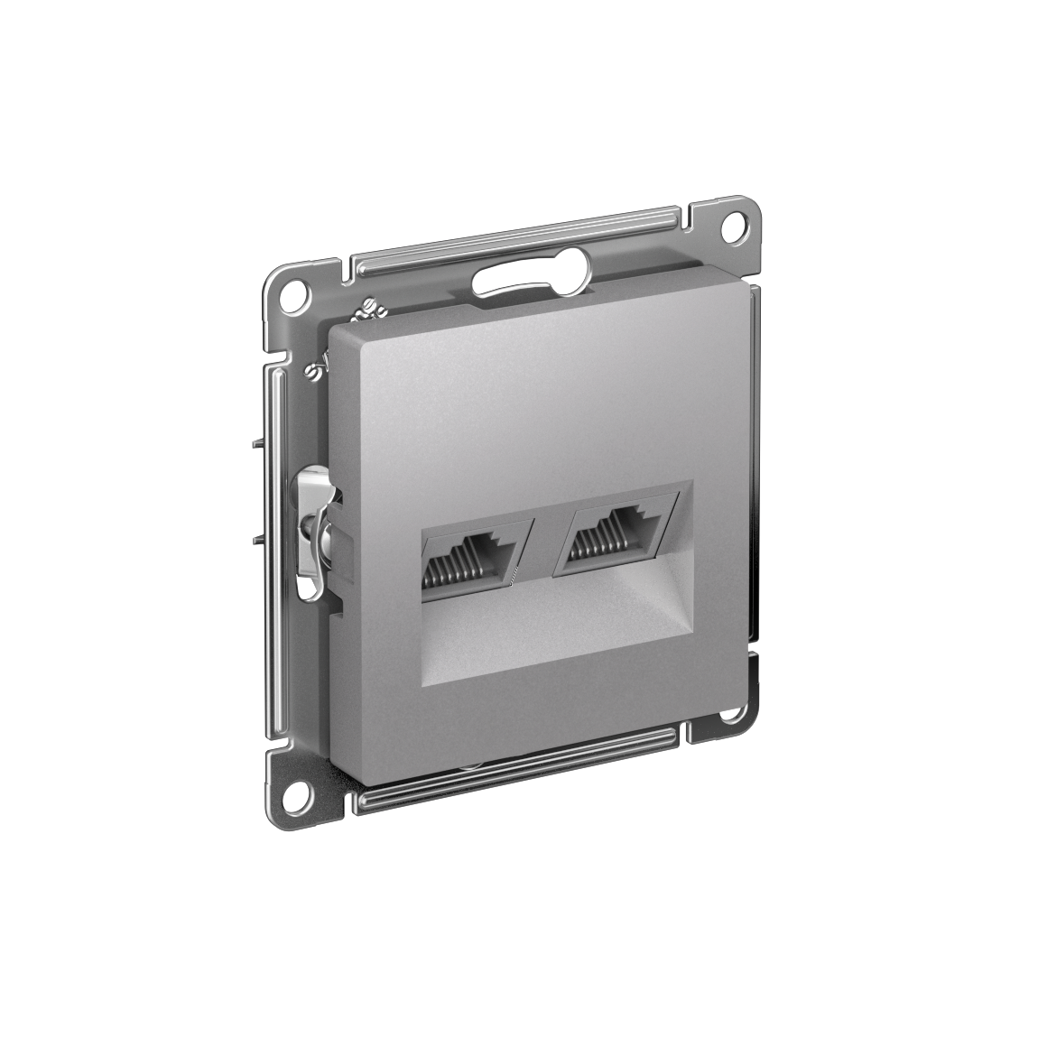 ATLASDESIGN РОЗЕТКА двойная компьютерная RJ45+RJ45 кат. 5e, механизм, АЛЮМИНИЙ