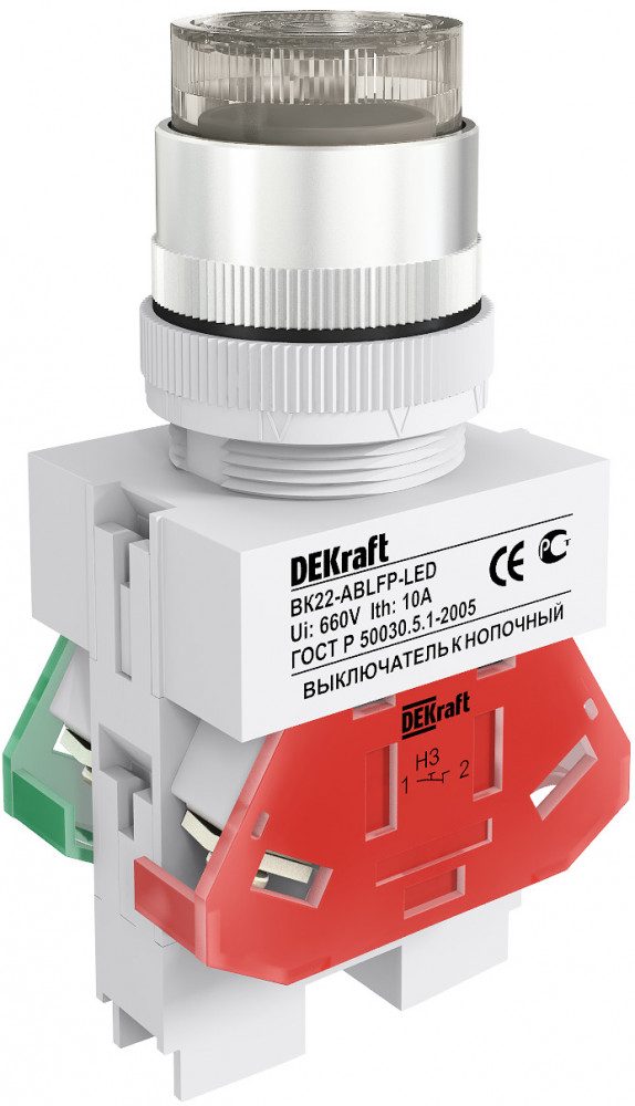 Выкл. кноп. ABLFP D22 LED бел. 24В AC/DC ВK-22