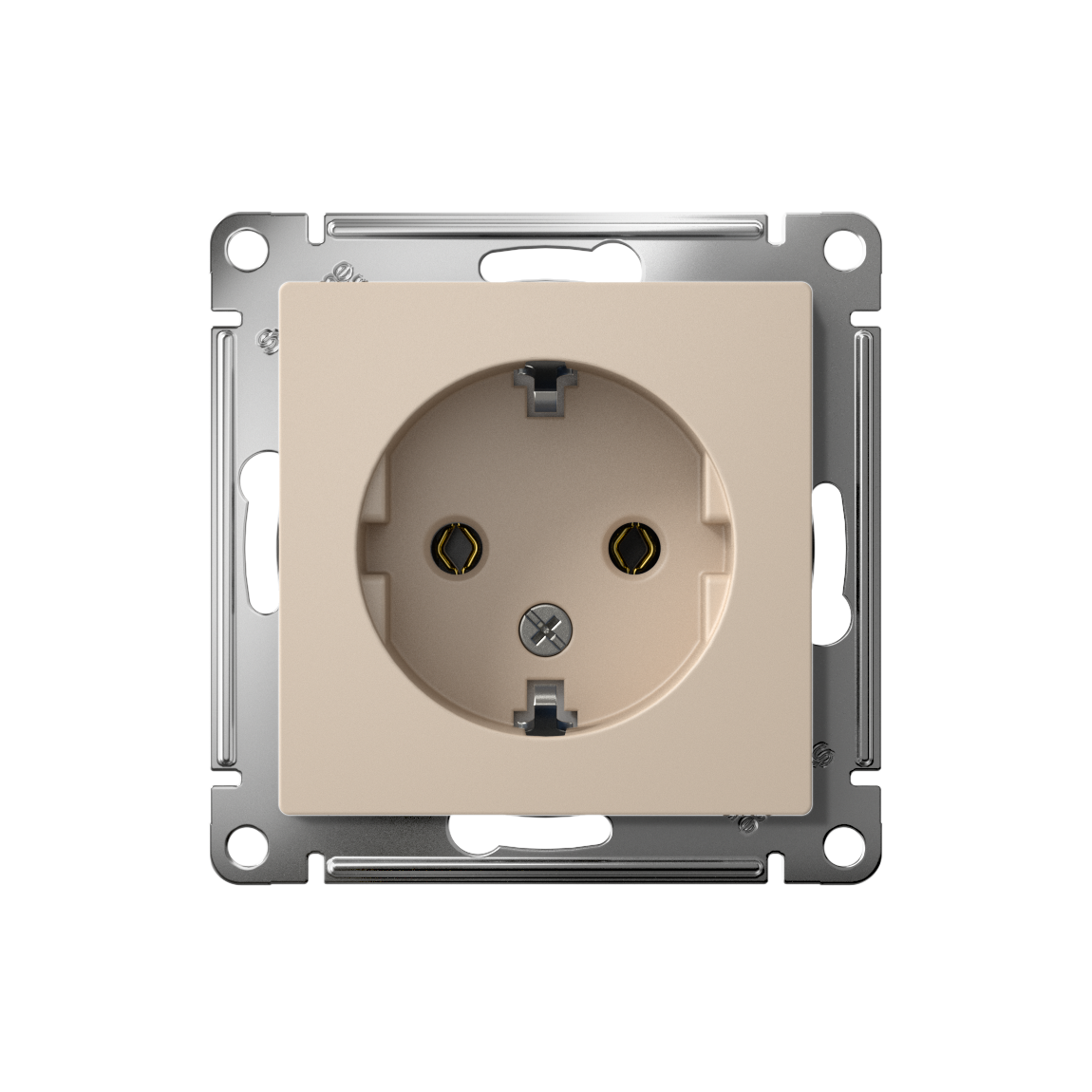 ATLASDESIGN РОЗЕТКА с заземлением без шторок, 16А, механизм, ПЕСОЧНЫЙ