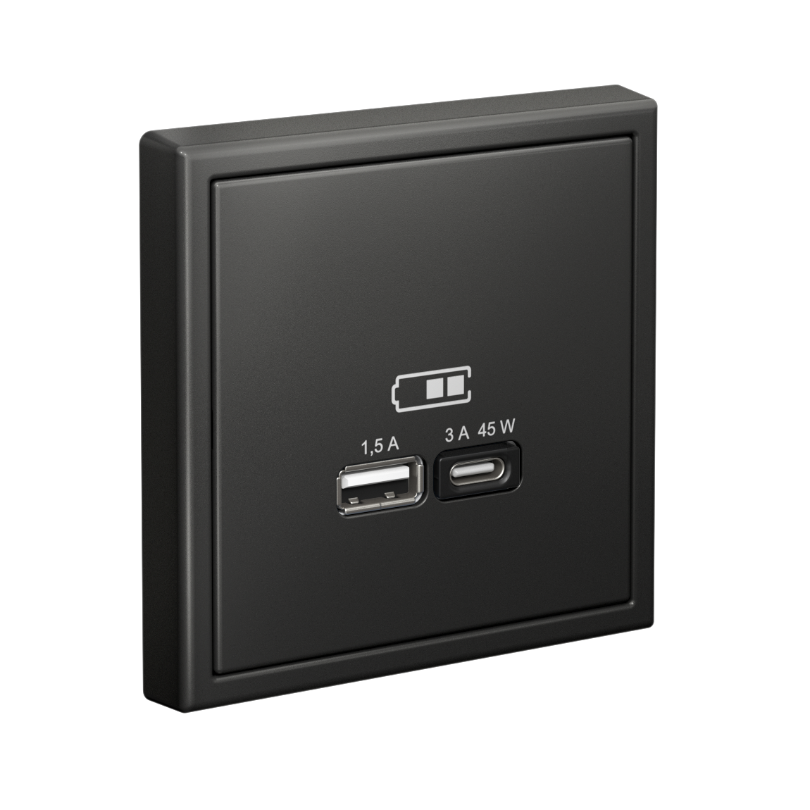 ARTGALLERY USB РОЗЕТКА A + тип-C 45Вт высокоскор.заряд. QC, PD, механизм, БАЗАЛЬТ