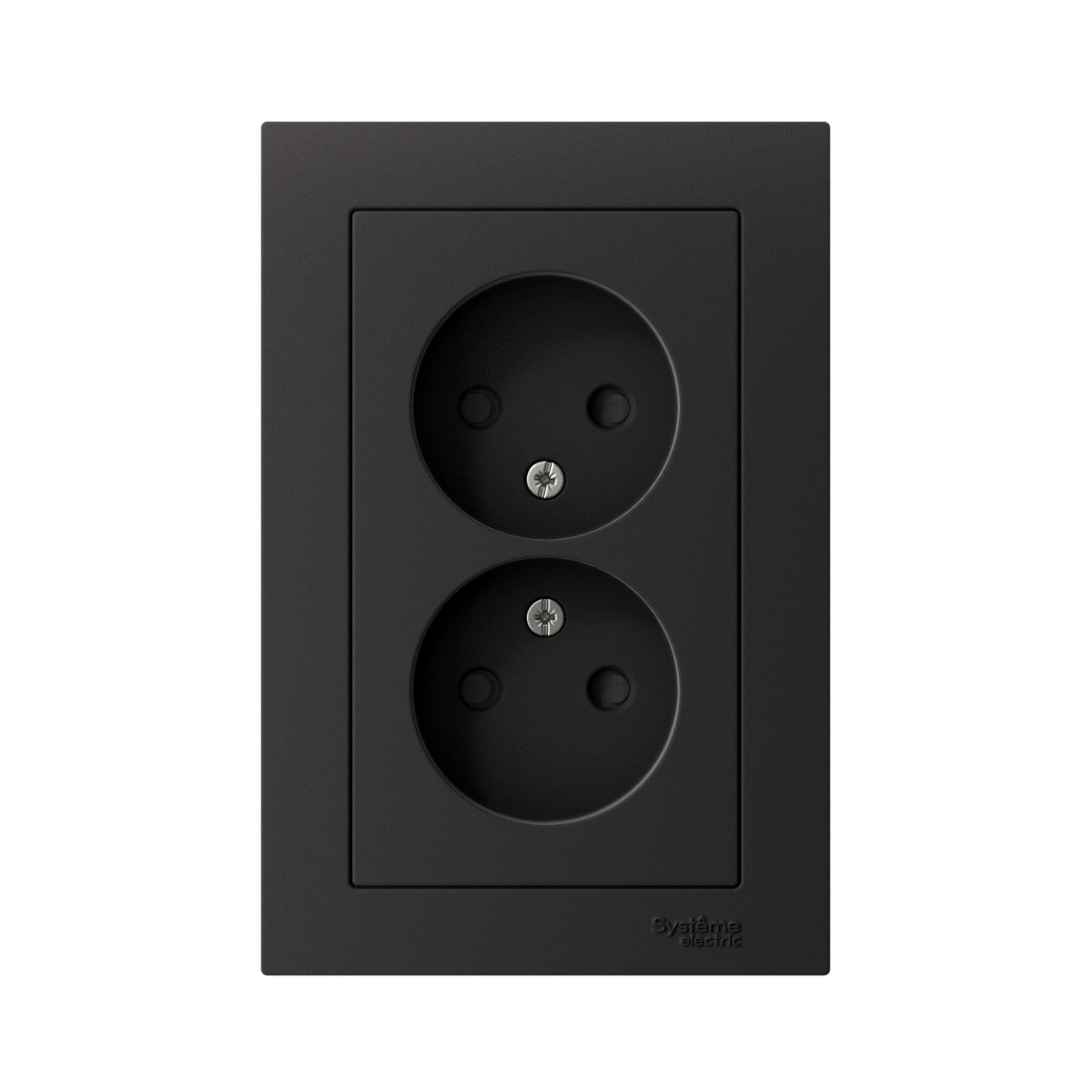 ATLASDESIGN РОЗЕТКА двойная без заземления со шторками, 16А, в сборе, КАРБОН