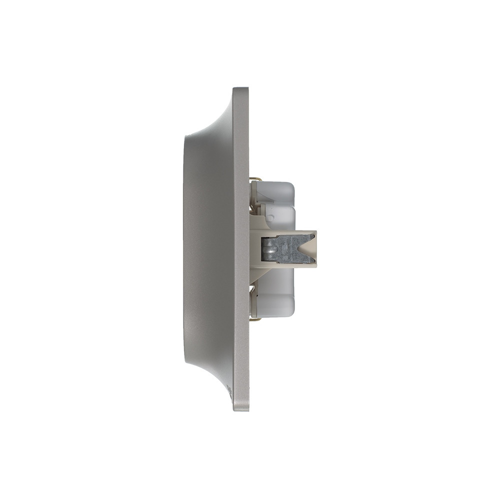 GLOSSA РОЗЕТКА двойная с заземлением без шторок, 16А, в сборе, ПЛАТИНА