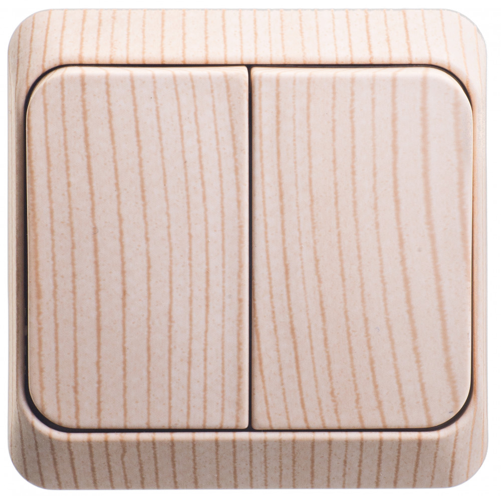 ЭТЮД О/У 2-клавишный ВЫКЛЮЧАТЕЛЬ с подсветкой 10 АХ, СОСНА