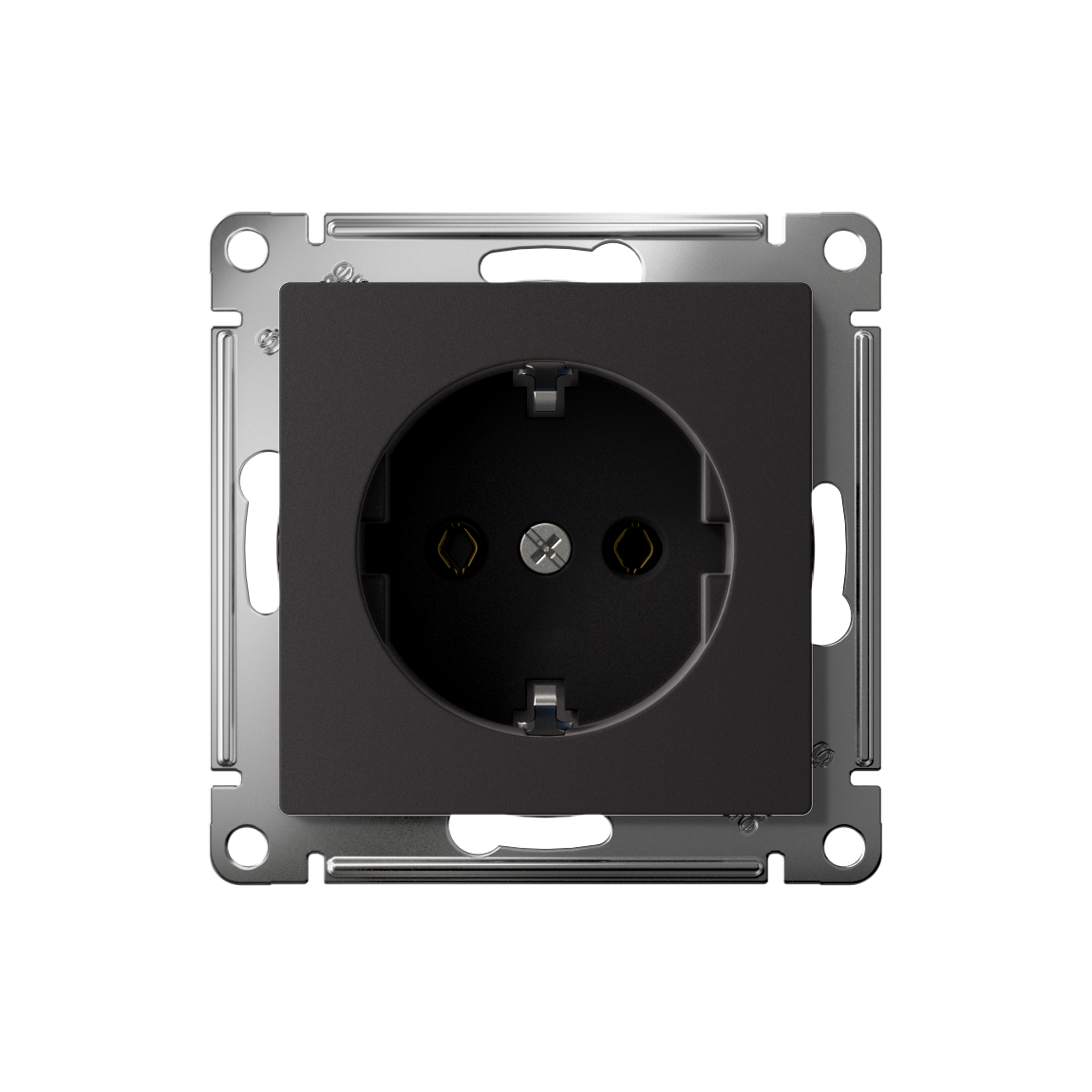ATLASDESIGN РОЗЕТКА с заземлением без шторок, 16А, мех., быстрозажим. клем., КАРБОН