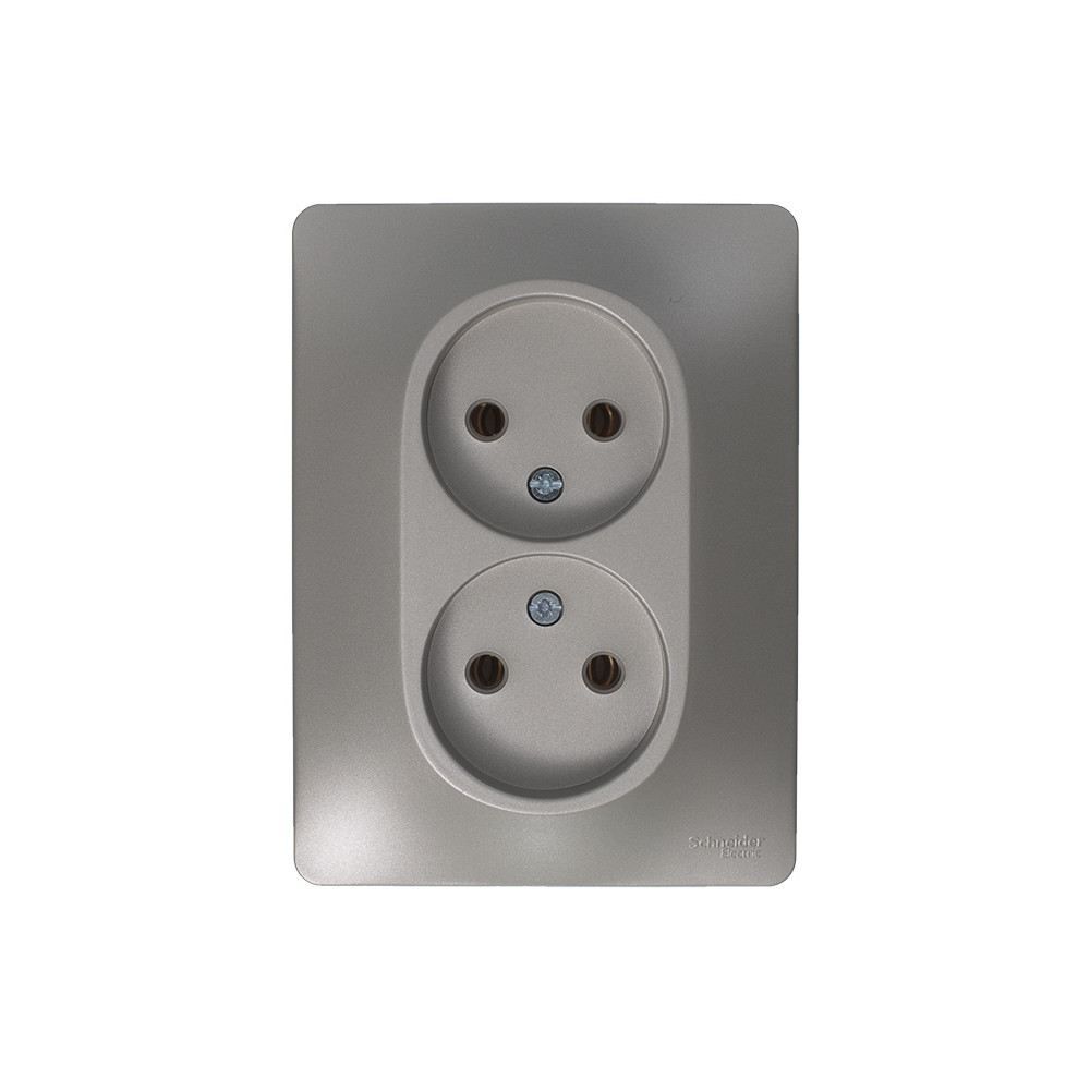 GLOSSA РОЗЕТКА двойная без заземления, 16А, в сборе, ПЛАТИНА