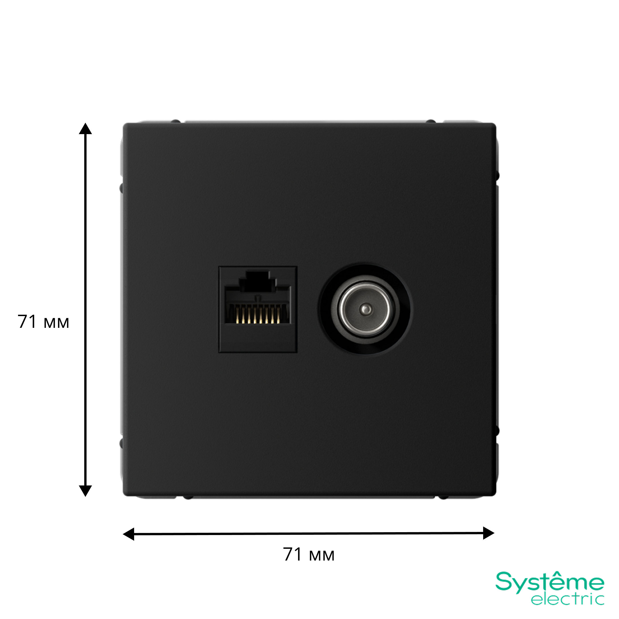 ARTGALLERY РОЗЕТКА двойная ТВ + компьютерная RJ45, кат. 5Е, КАРБОН