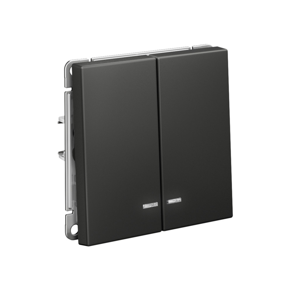 ARTGALLERY 2-клавишный ВЫКЛЮЧАТЕЛЬ с подсветкой, сх.5а, 10АХ, механизм, БАЗАЛЬТ