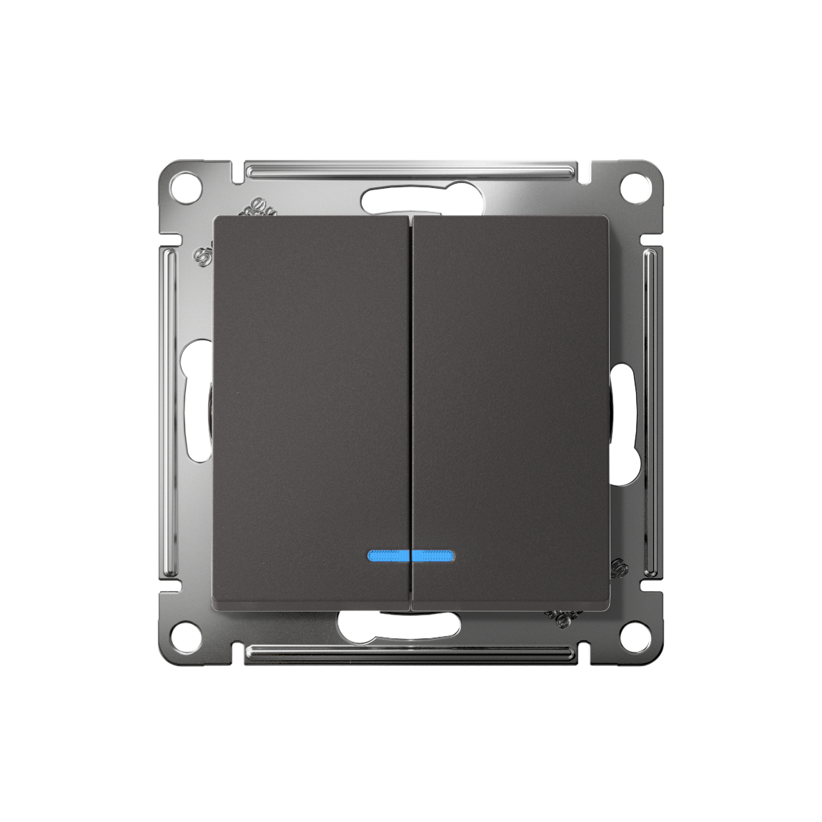 ATLASDESIGN 2-клавишный ВЫКЛЮЧАТЕЛЬ с подсветкой, сх.5а, 10АХ, механизм, БАЗАЛЬТ