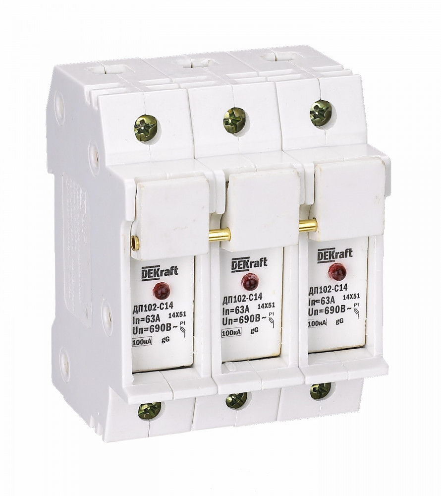 Держатель предохр. C14 со светодиод. индикацией 3P ДП-102