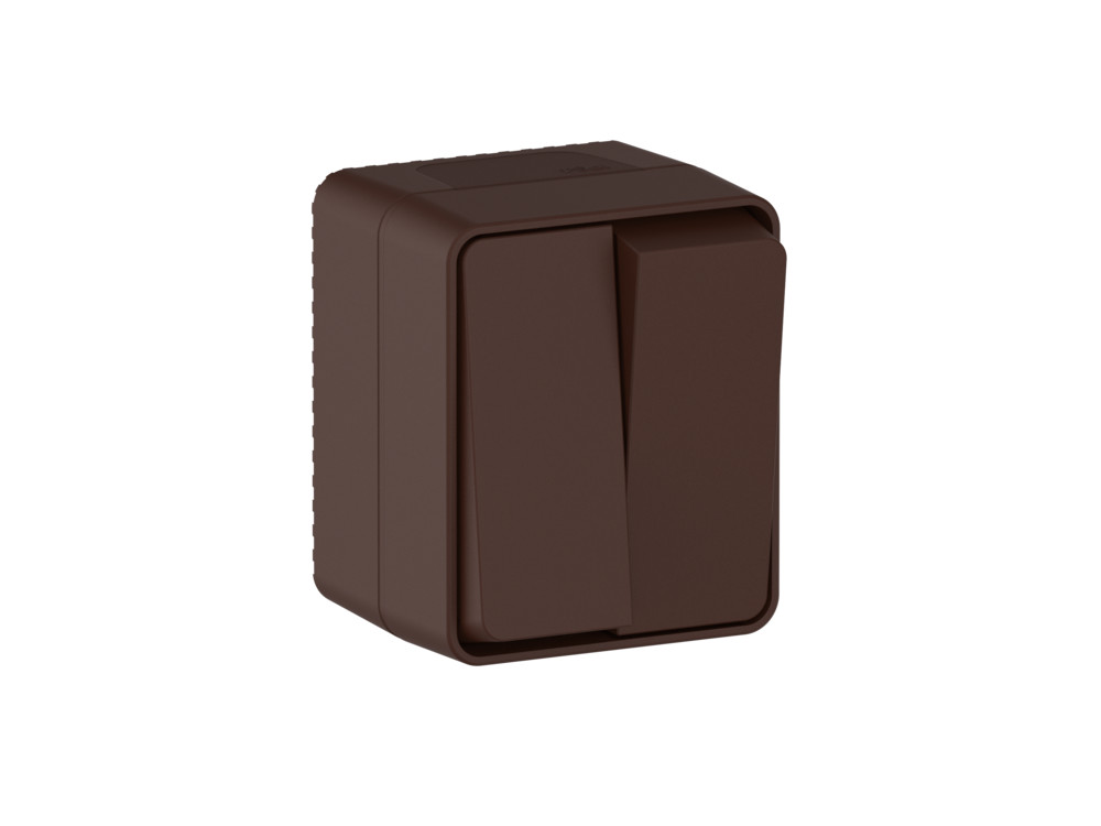 ATLASDESIGN PROFI IP54 О/У 2-клавишный ВЫКЛЮЧАТЕЛЬ, сх.5, 10АХ, КОРИЧНЕВЫЙ