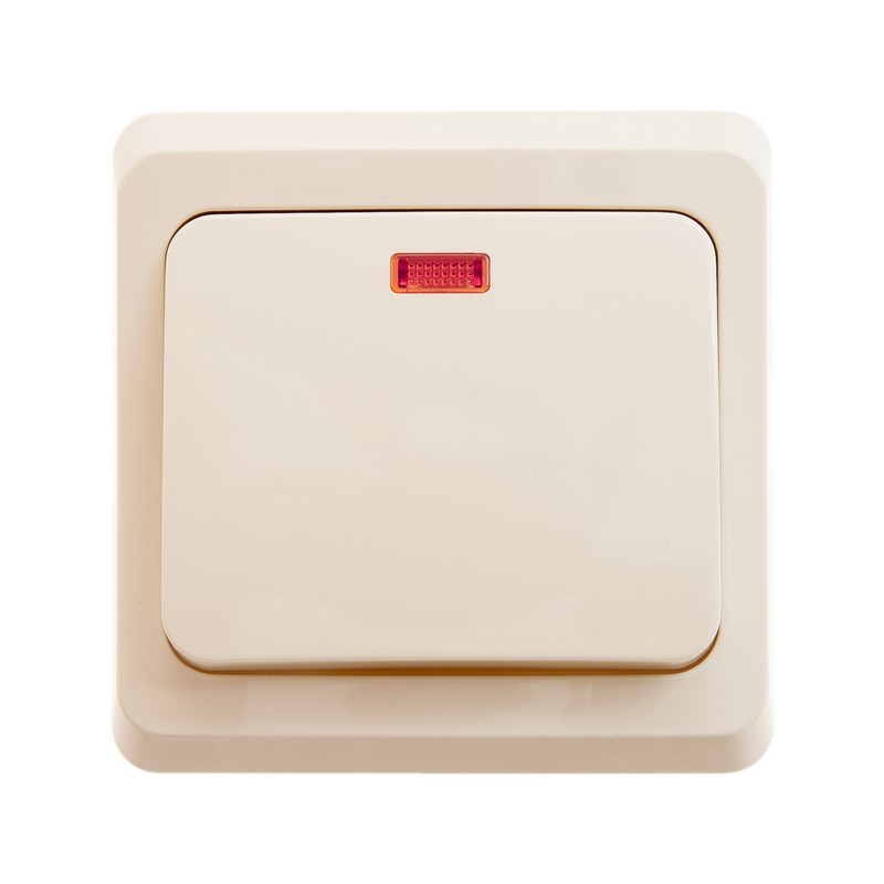 ЭТЮД С/У 1-клавишный ВЫКЛЮЧАТЕЛЬ с подсветкой 10 АХ, КРЕМОВЫЙ