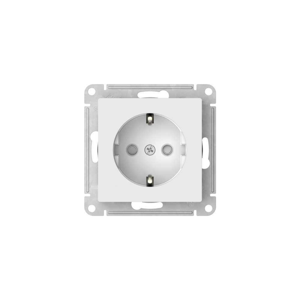 ATLASDESIGN РОЗЕТКА с заземлением со шторками, 16А, механизм, быстрозажим. клем., БЕЛЫЙ