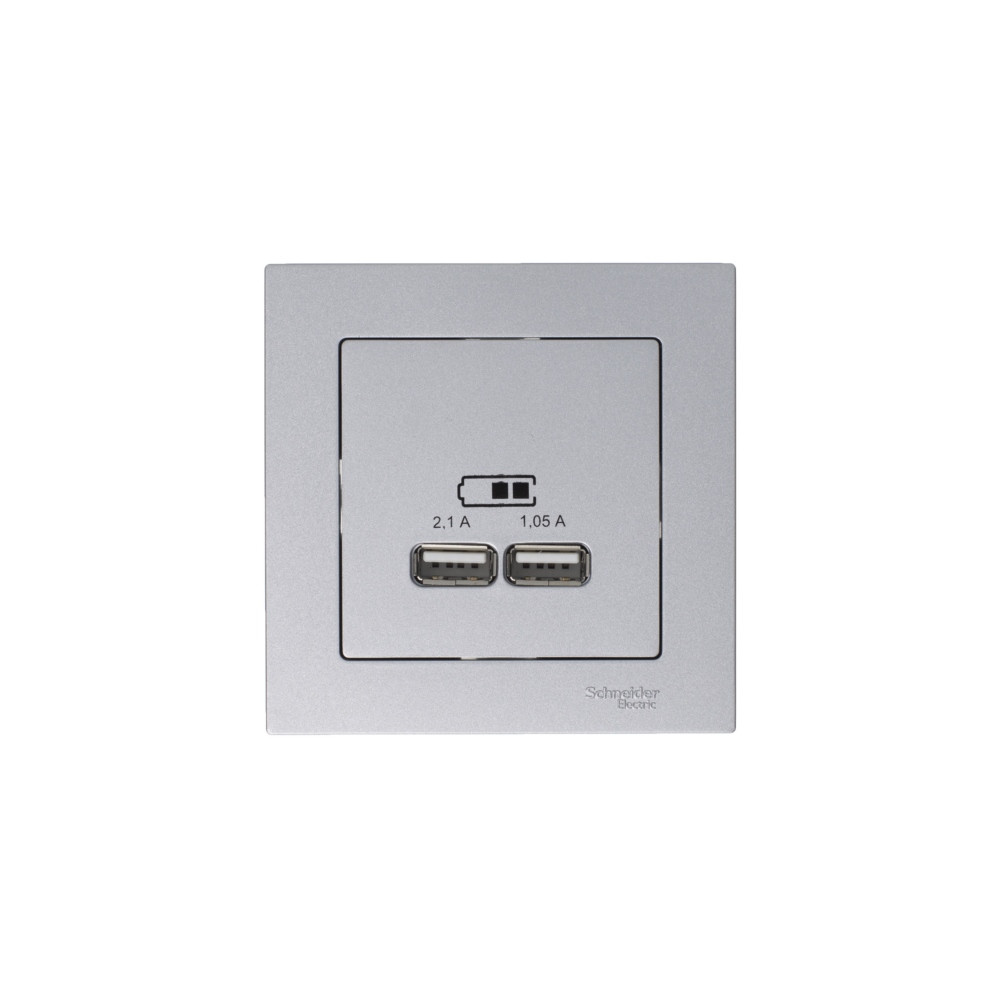 ATLASDESIGN USB РОЗЕТКА A+A, 5В/2,1А, 2х5В/1,05А, механизм, ЖЕМЧУГ