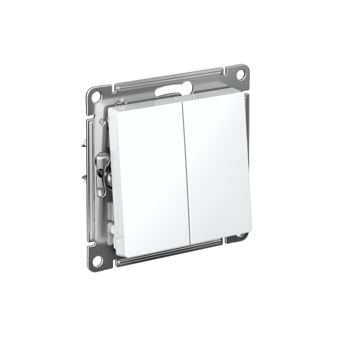 ATLASDESIGN 2-клавишный ВЫКЛЮЧАТЕЛЬ, сх.5, 10АХ, мех., быстрозажим. клем., БЕЛЫЙ