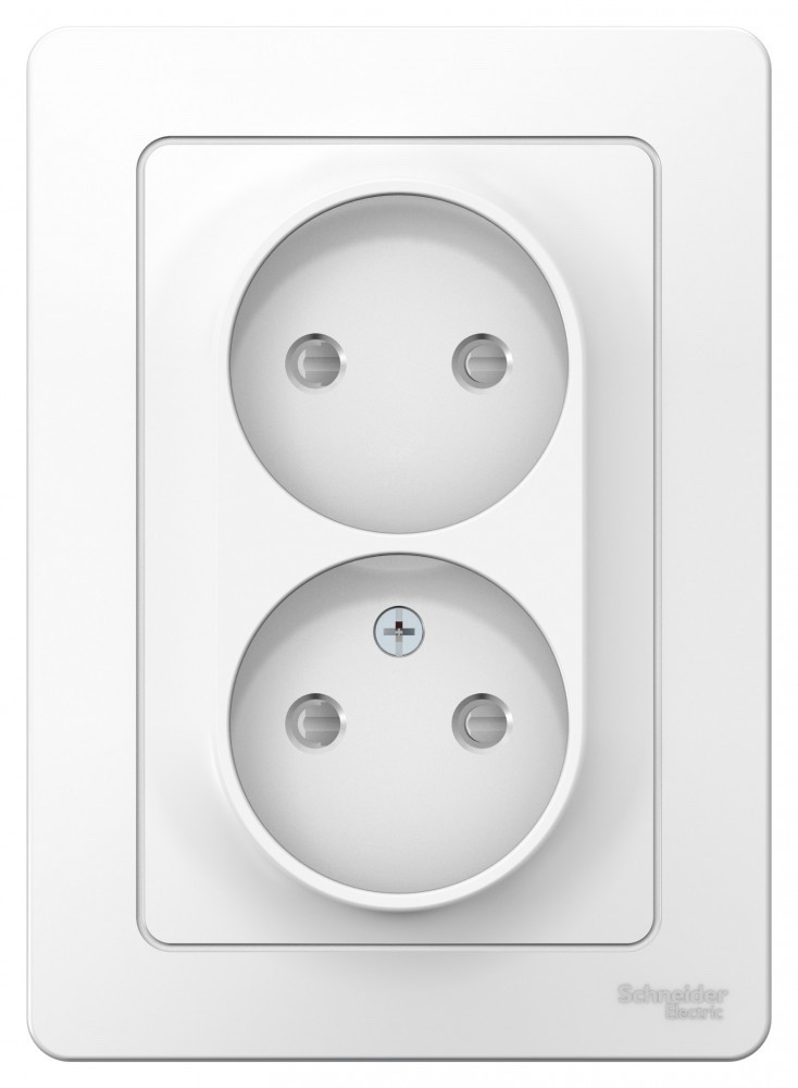 BLANCA С/У РОЗЕТКА двойная без заземления со шторками, 16А, 250В, БЕЛЫЙ