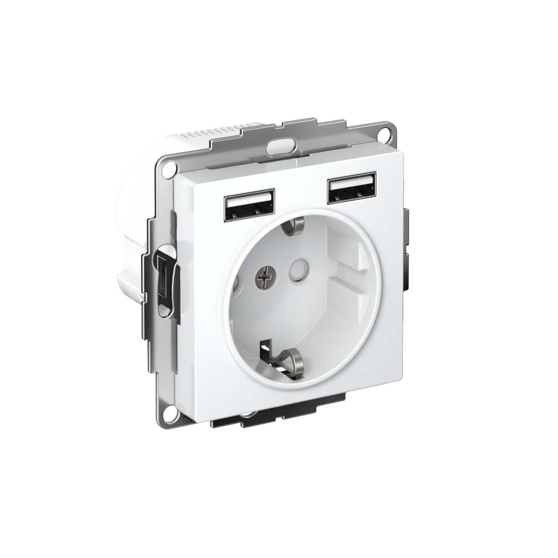 ATLASDESIGN РОЗЕТКА 16А c 2 USB A+A, 5В/2,4А, 2х5В/1,2А, механизм, БЕЛЫЙ