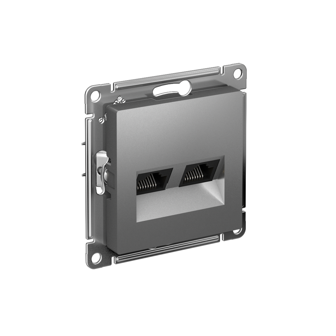 ATLASDESIGN РОЗЕТКА двойная компьютерная RJ45+RJ45 кат. 5e, механизм, СТАЛЬ