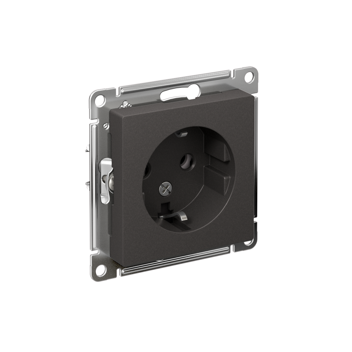 ATLASDESIGN РОЗЕТКА с заземлением без шторок, 16А, механизм, БАЗАЛЬТ