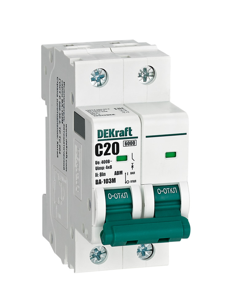 Автоматический выключатель ВА-103М 2P 20А C 6кА без теплозащиты