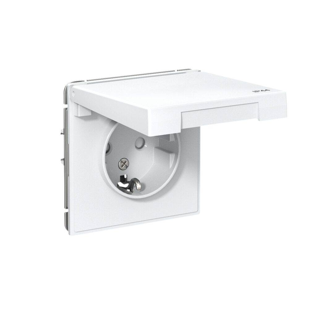 ARTGALLERY РОЗЕТКА с заземл. со шт. с крышк, 16А, IP44, механизм, БЕЛЫЙ