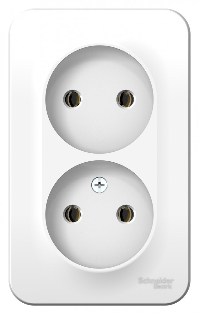 BLANCA О/У РОЗЕТКА двойная без заземления без шторок, МЕТАЛ.ПЛ., 16А, 250В, БЕЛЫЙ