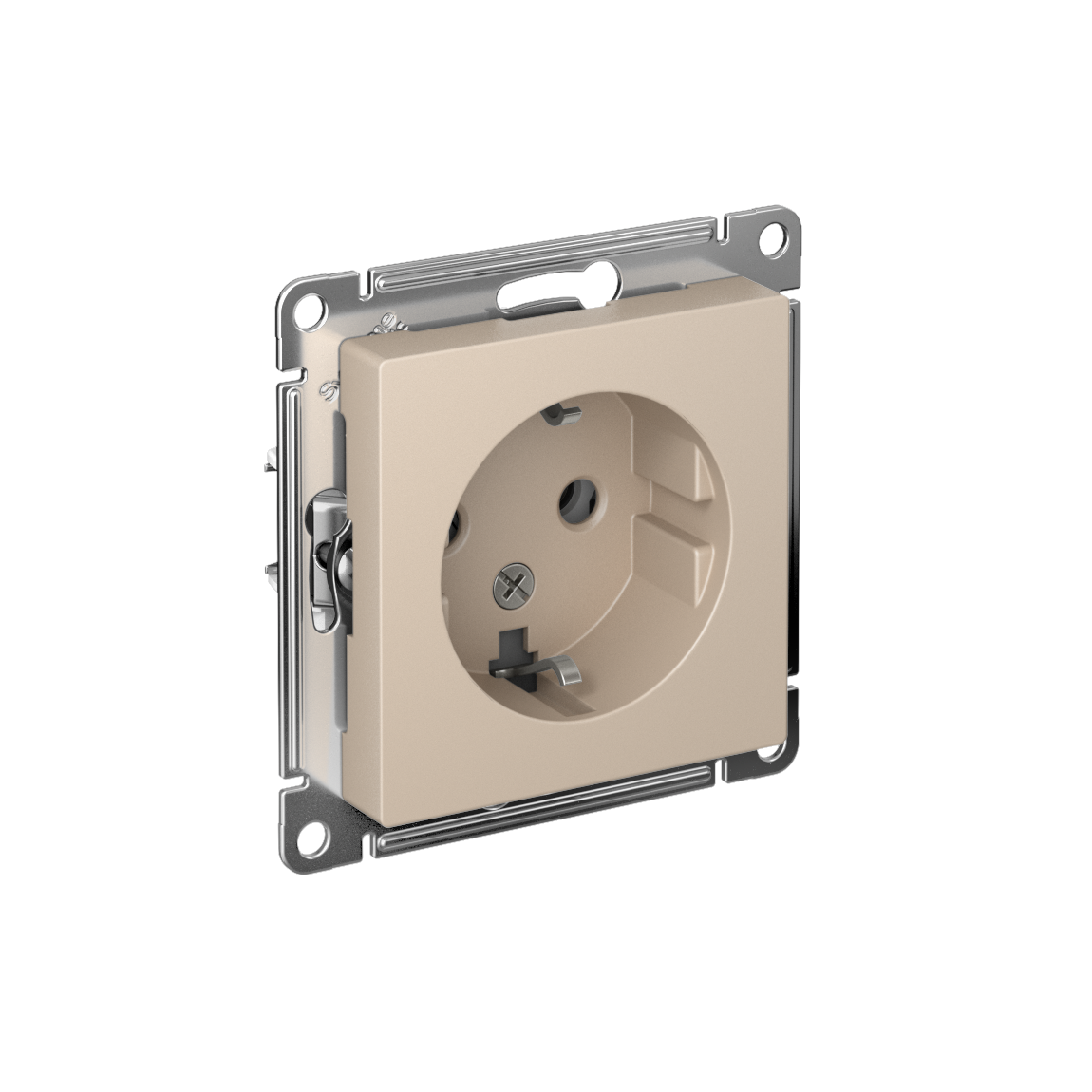 ATLASDESIGN РОЗЕТКА с заземлением без шторок, 16А, механизм, ПЕСОЧНЫЙ