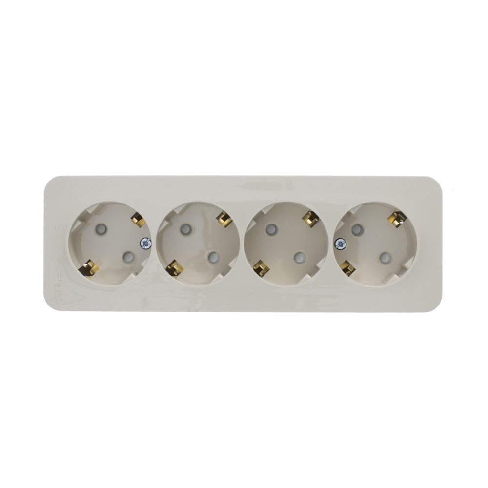 BLANCA О/У РОЗЕТКА 4-я с заземлением со шторками, ИЗОЛ.ПЛ., 16А, 250В, БЕЖЕВЫЙ