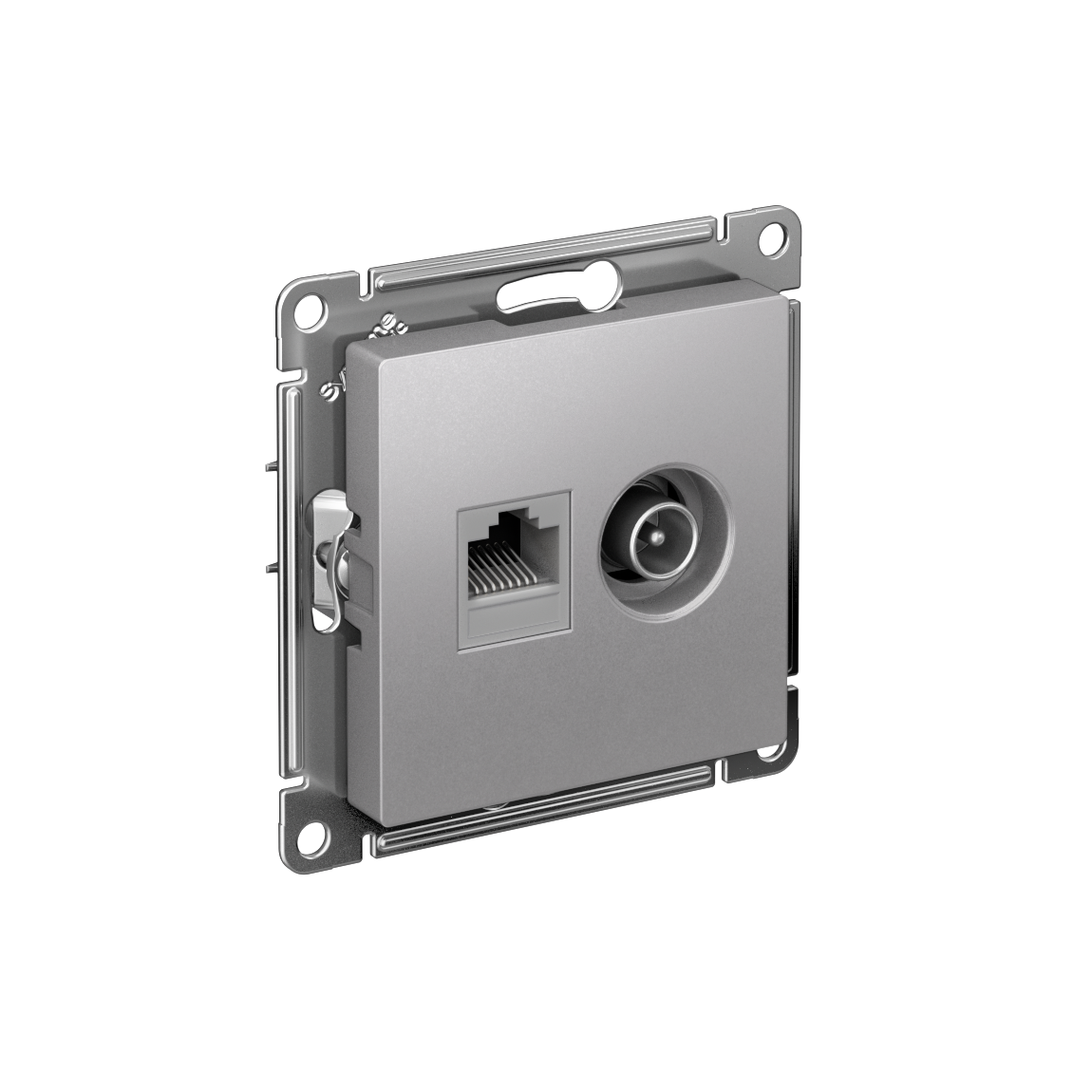 ATLASDESIGN РОЗЕТКА двойная ТВ + компьютерная RJ45 кат. 5e, механизм, АЛЮМИНИЙ