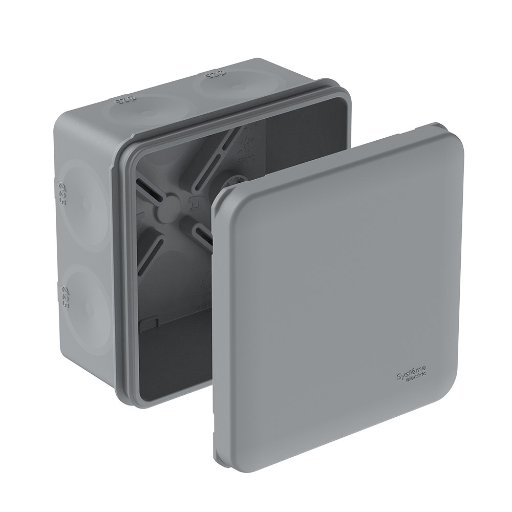 MULTIBOX Коробка распред. 85х85х42 IP66 с 8 мембранными вводами D25 под пистолет СЕРАЯ (со стикером)