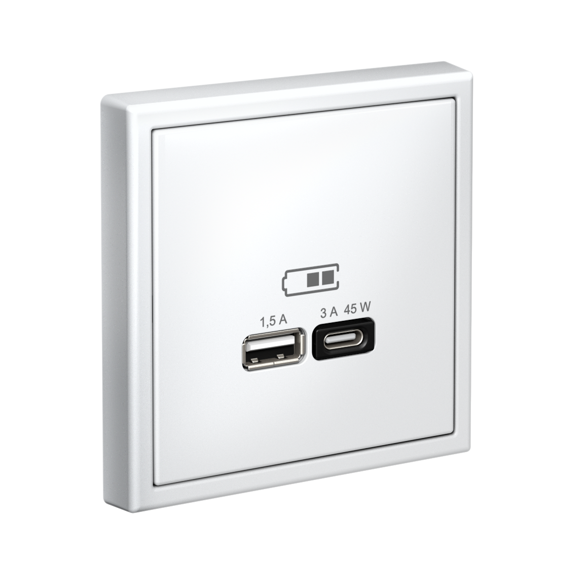 ARTGALLERY USB РОЗЕТКА A + тип-C 45Вт высокоскор.заряд. QC, PD, механизм, БЕЛЫЙ