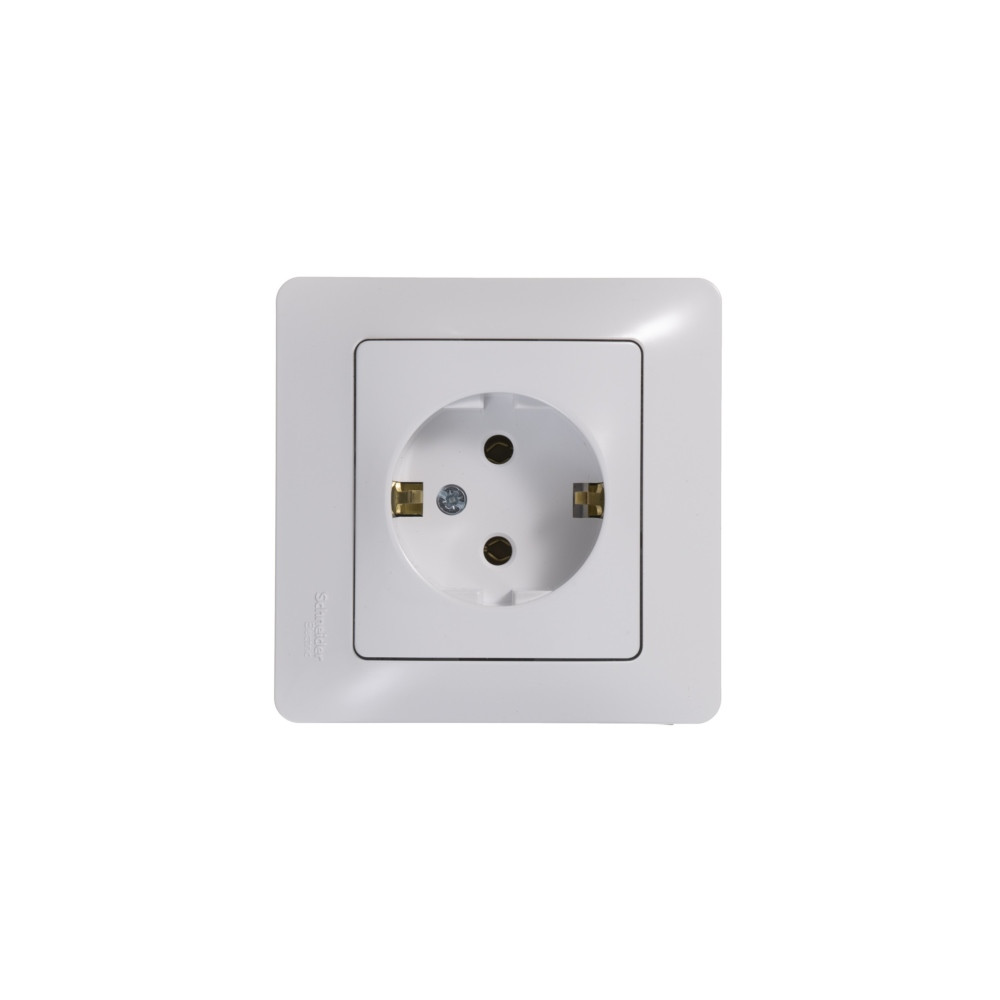 GLOSSA РОЗЕТКА с заземлением без шторок, 16А, в сборе, БЕЛЫЙ