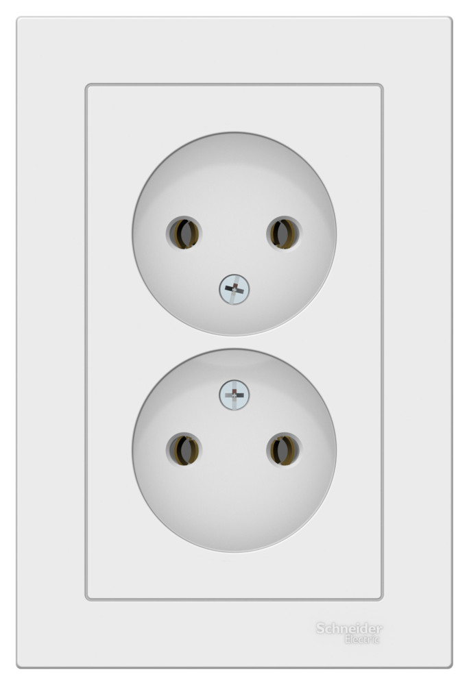 ATLASDESIGN РОЗЕТКА двойная без заземления, 16А, в сборе, ЛОТОС