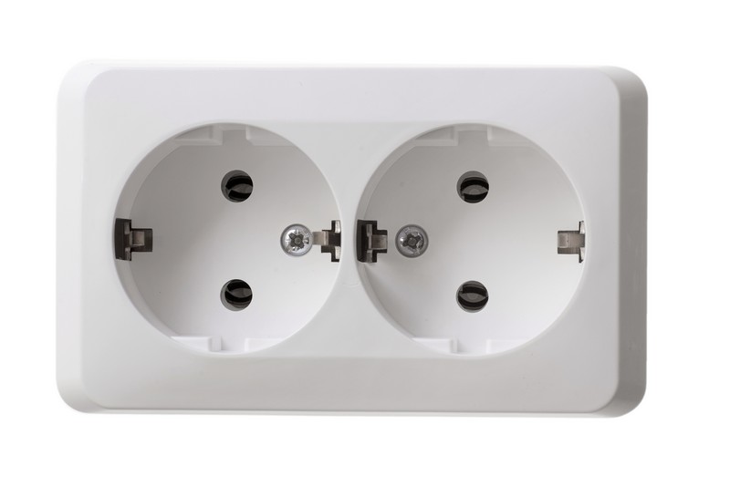 ЭТЮД О/У РОЗЕТКА двойная с заземлением без шторок, 16А, 250B, БЕЛЫЙ
