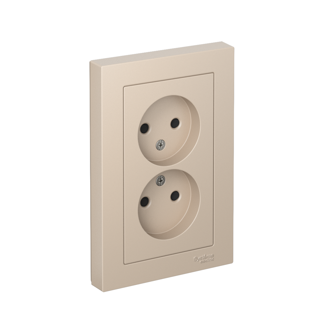 ATLASDESIGN РОЗЕТКА двойная без заземления со шторками, 16А, в сборе, ПЕСОЧНЫЙ