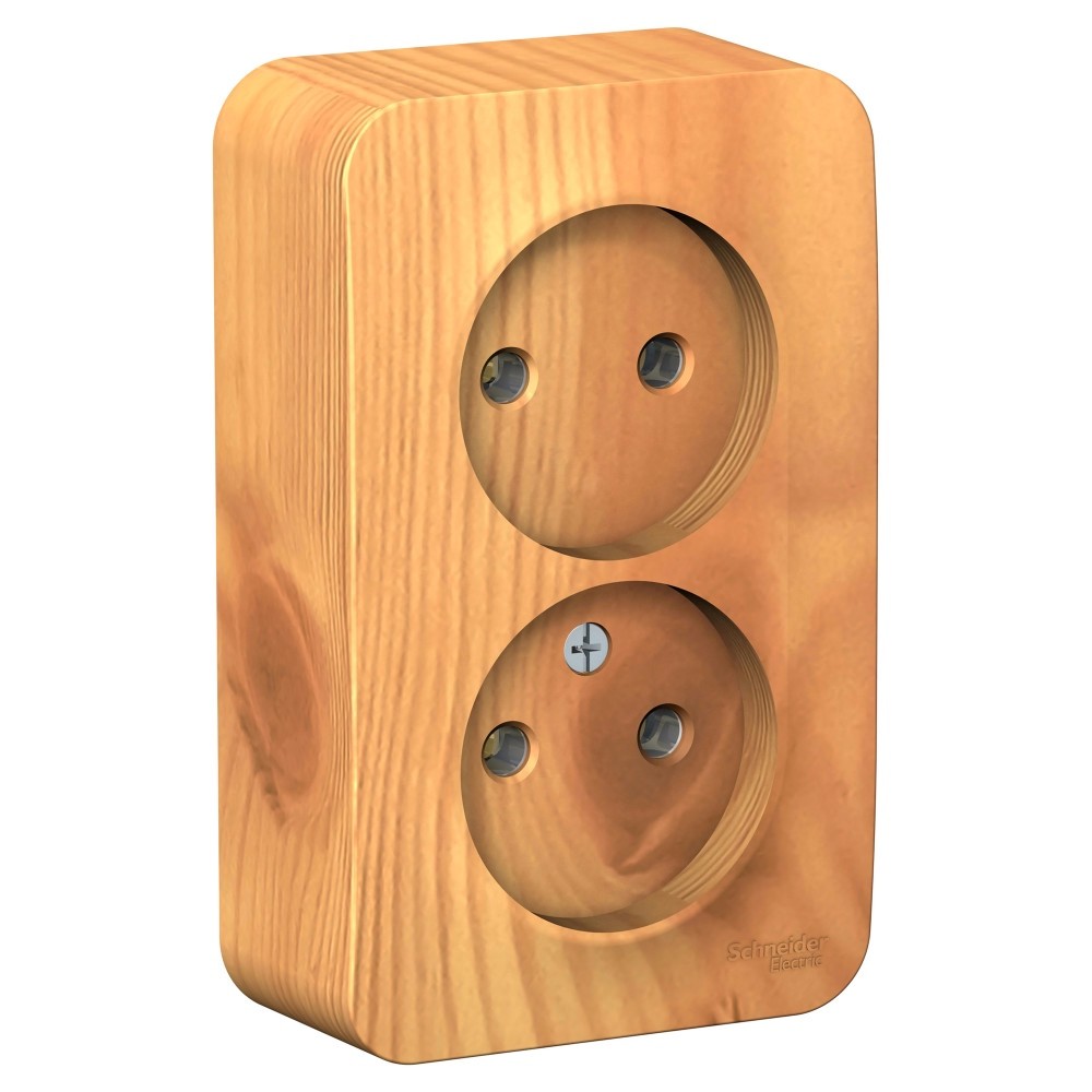 BLANCA О/У РОЗЕТКА двойная без заземления без шторок, ИЗОЛ.ПЛ., 16А, 250В, ЯСЕНЬ