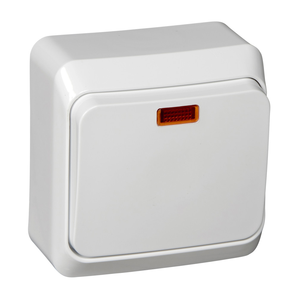 ЭТЮД О/У 1-клавишный ВЫКЛЮЧАТЕЛЬ с подсветкой 10 АХ, БЕЛЫЙ