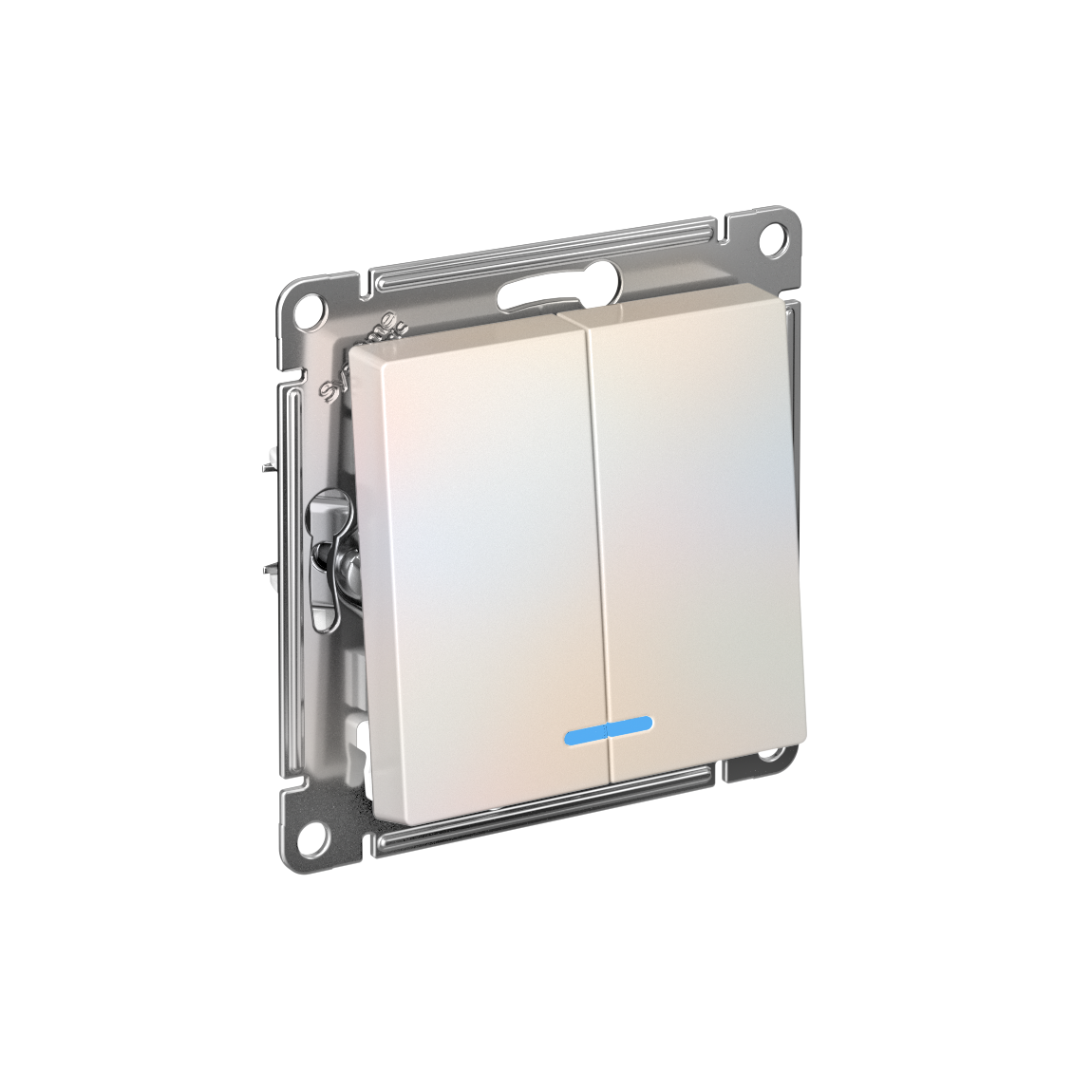 ATLASDESIGN 2-клавишный ВЫКЛЮЧАТЕЛЬ с подсветкой, сх.5а, 10АХ, механизм, ЖЕМЧУГ