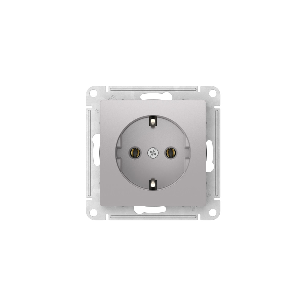 ATLASDESIGN РОЗЕТКА с заземлением без шторок, 16А, мех., быстрозажим. клем., АЛЮМИНИЙ