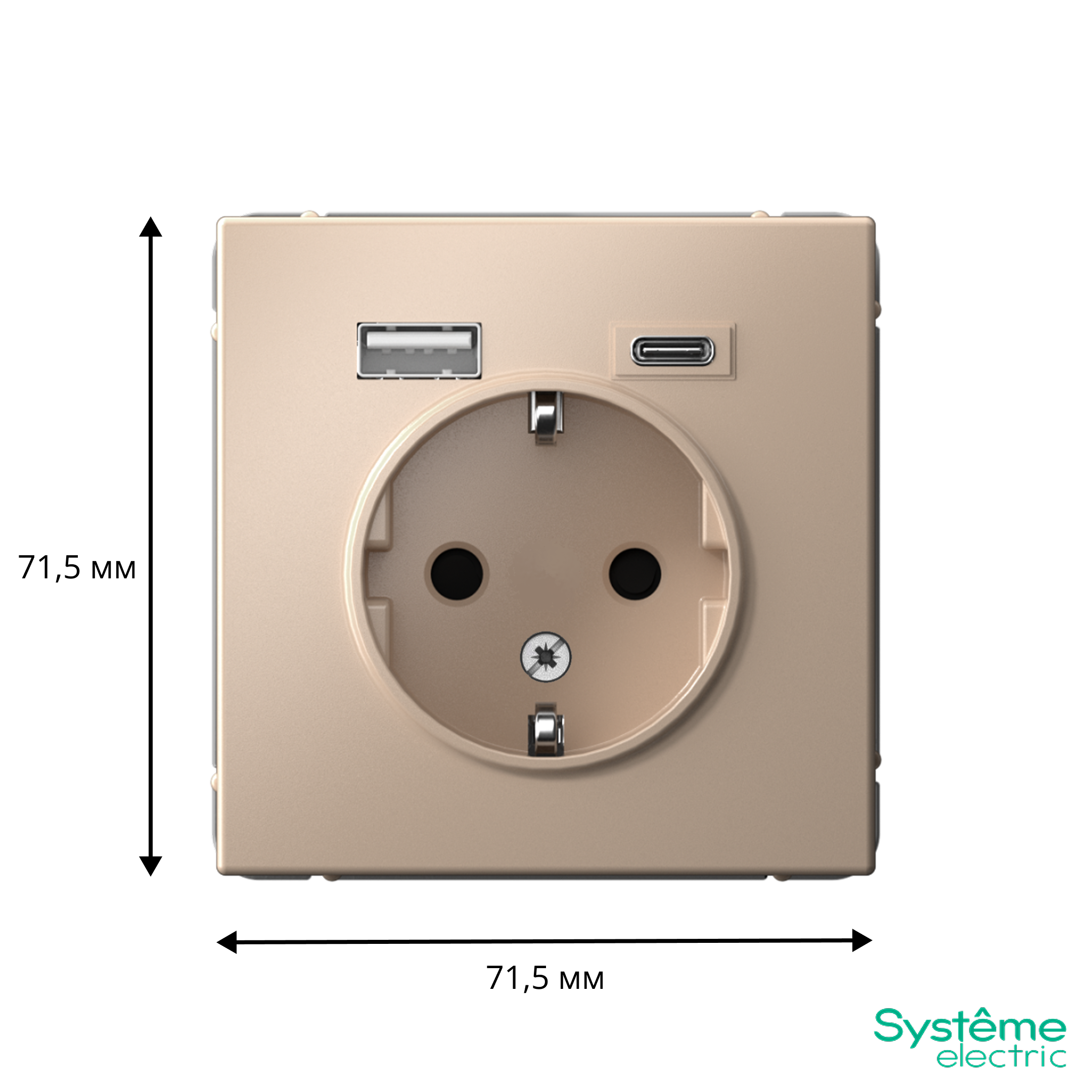 ARTGALLERY РОЗЕТКА 16А с 2 USB A+C, 5В/2,4А/3,0А, 2х5В/1,5А, механизм, ПЕСОЧНЫЙ