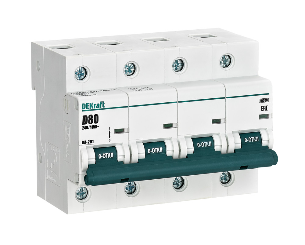 Автоматический выключатель ВА-201 4P 80А D 10кА