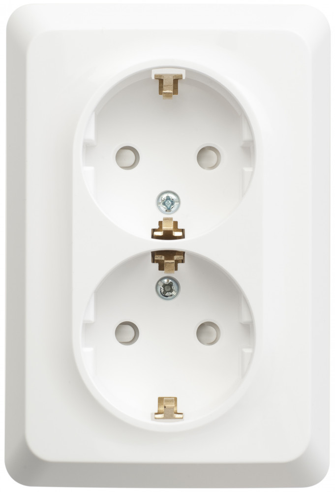 ЭТЮД С/У РОЗЕТКА двойная с заземлением со шторками, 16А, 250B, БЕЛЫЙ