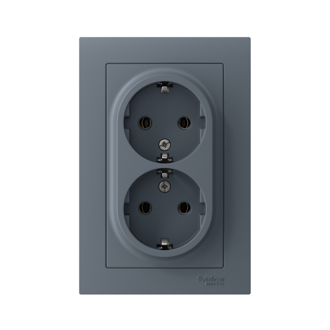 ATLASDESIGN РОЗЕТКА двойная с заземлением без шторок, 16А, в сборе, ГРИФЕЛЬ